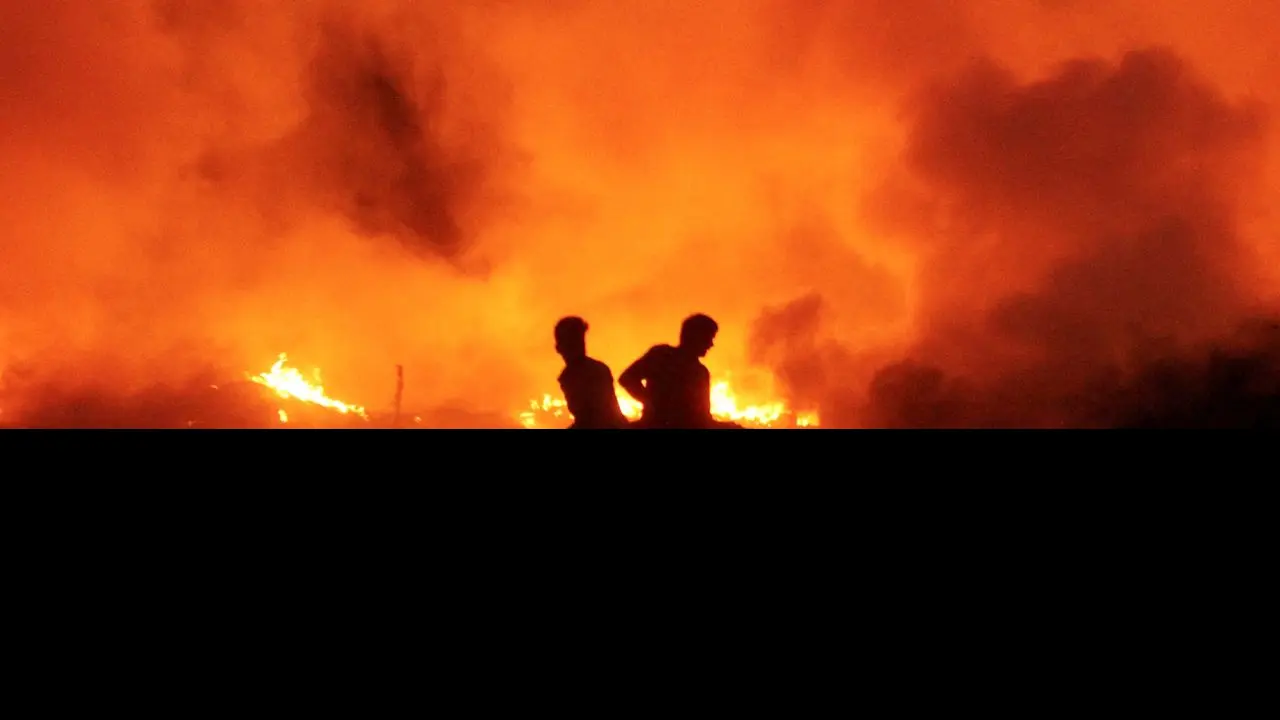 Eight fire engines battle major factory fire in Gurugram, no casualties reported Firefighters at the site after a fire broke out in a factory near Mushadpur-Khurampur village. Pic/PTI